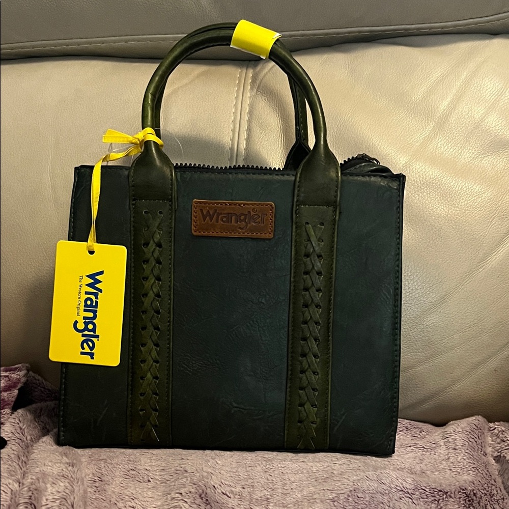 Wrangler Dark Green Tote Bag with Crossbody Strap